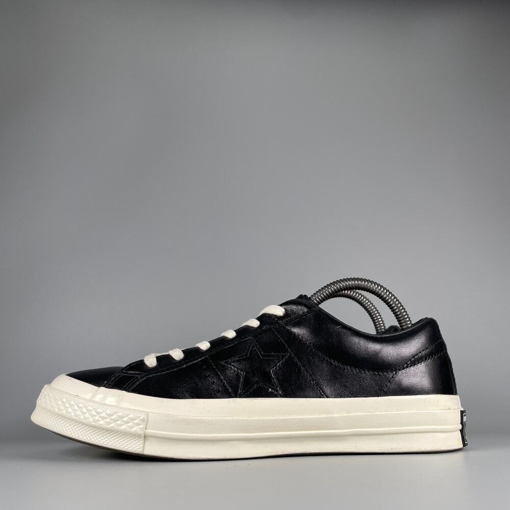 Converse One Star OX Chuck Taylor Women Size 9 Black Leather Casual Sneakers GUC